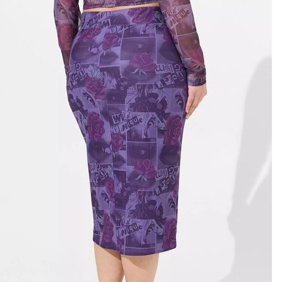 Torrid Betsey Johnson Two Piece Midi Skirt & Mesh Crop‎ Top Set Top 2X Skirt 1X - Picture 4 of 5